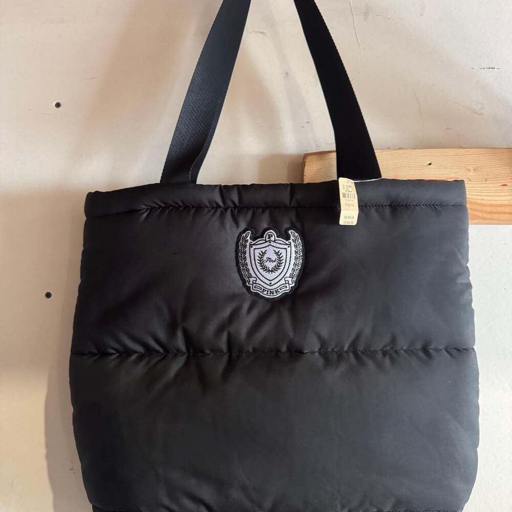 Victoria's Secret PINK Black Quilted Puffer Tote Bag
